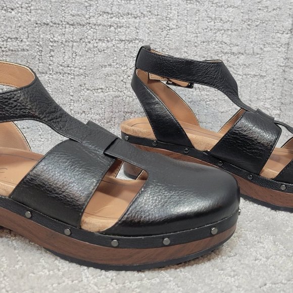 VIONIC Day Faye Womens Size 7 Black Ankle Strap Leather Comfort Fisherman Shoe - Picture 8 of 12